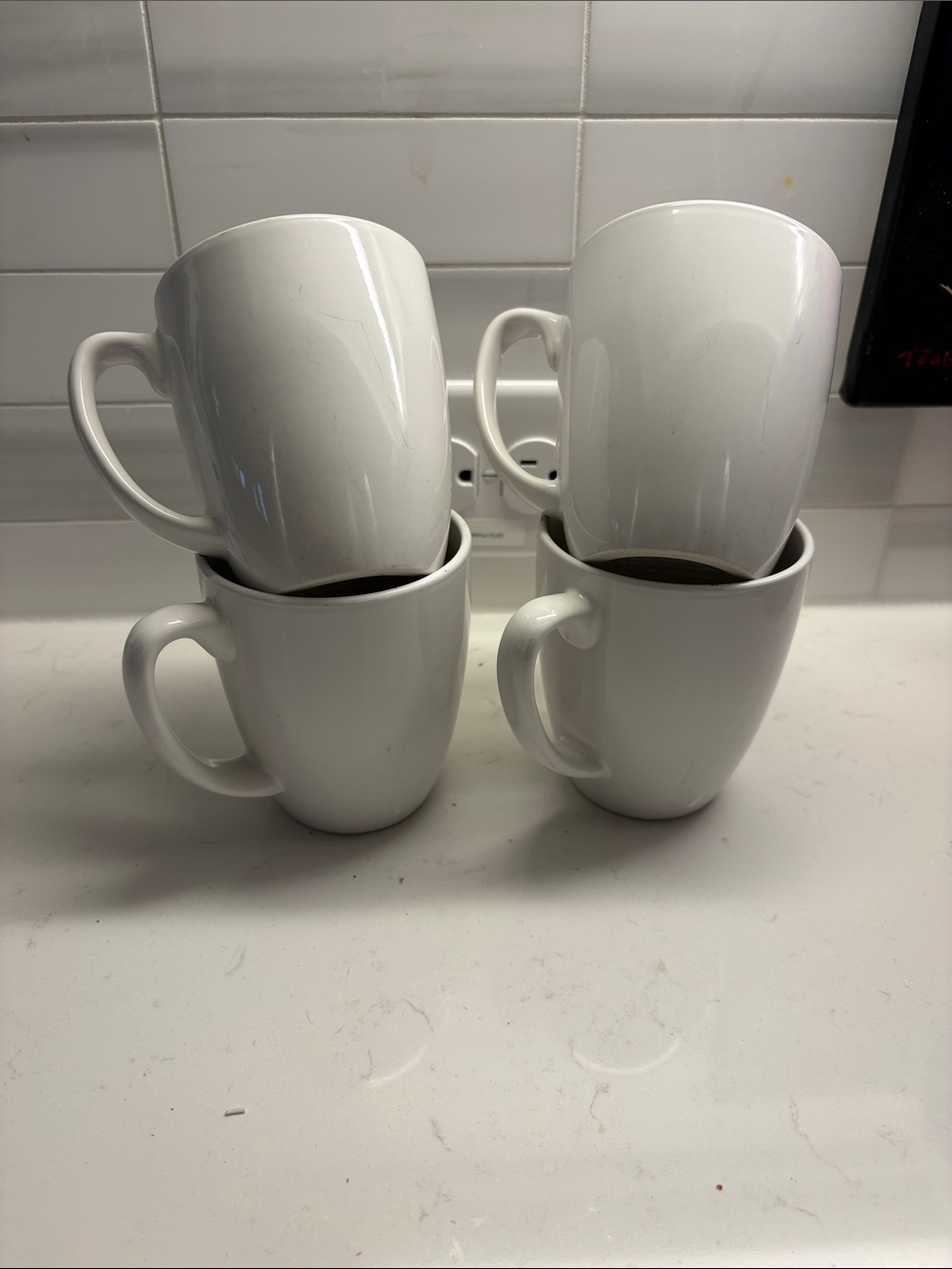Corelle Coordinates White Stoneware Mug Set of 4 White & Blue